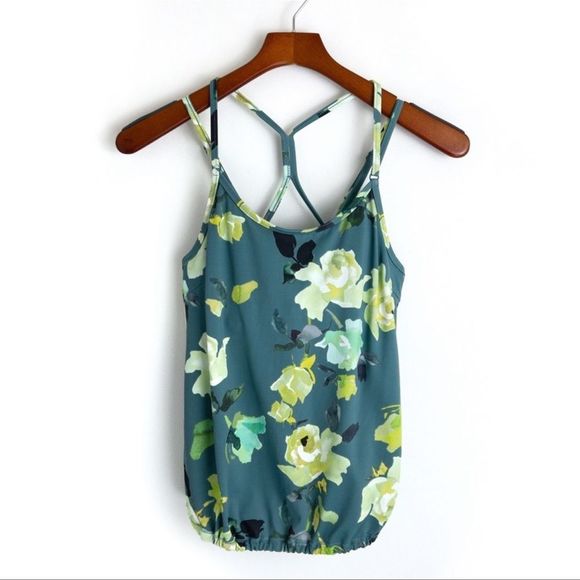 Athleta Other - ATHLETA- Women’s Blue Floral Swim Strappy Built in Bra Tankini Top, 38 B/ C